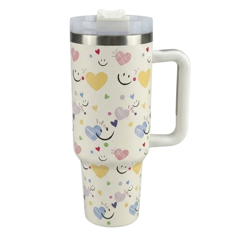 Happy Heart Stainless Steel Tumbler