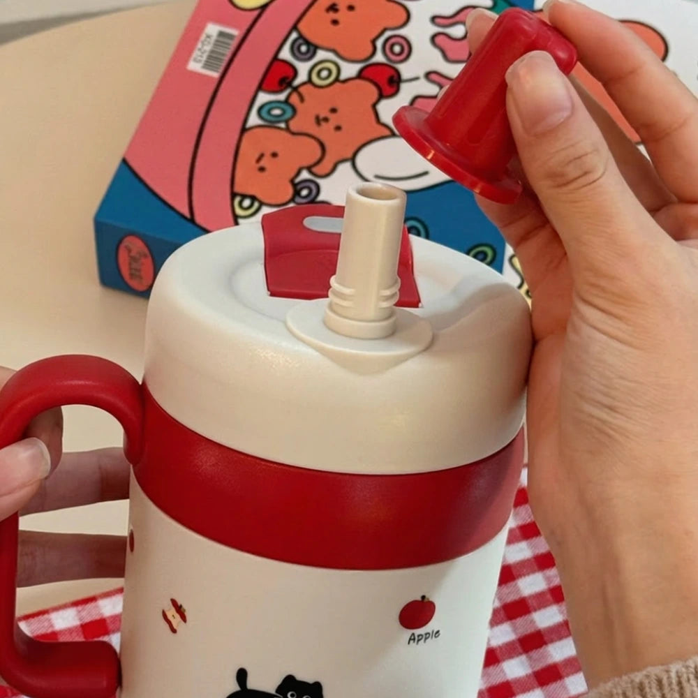 Pink Cheery Cat Stainless Steel Character Tumbler
