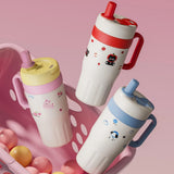 Pink Cheery Cat Stainless Steel Character Tumbler