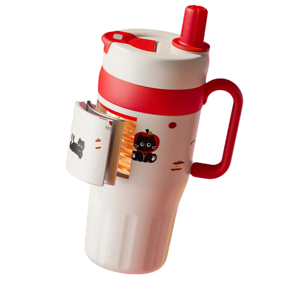 Pink Cheery Cat Stainless Steel Character Tumbler
