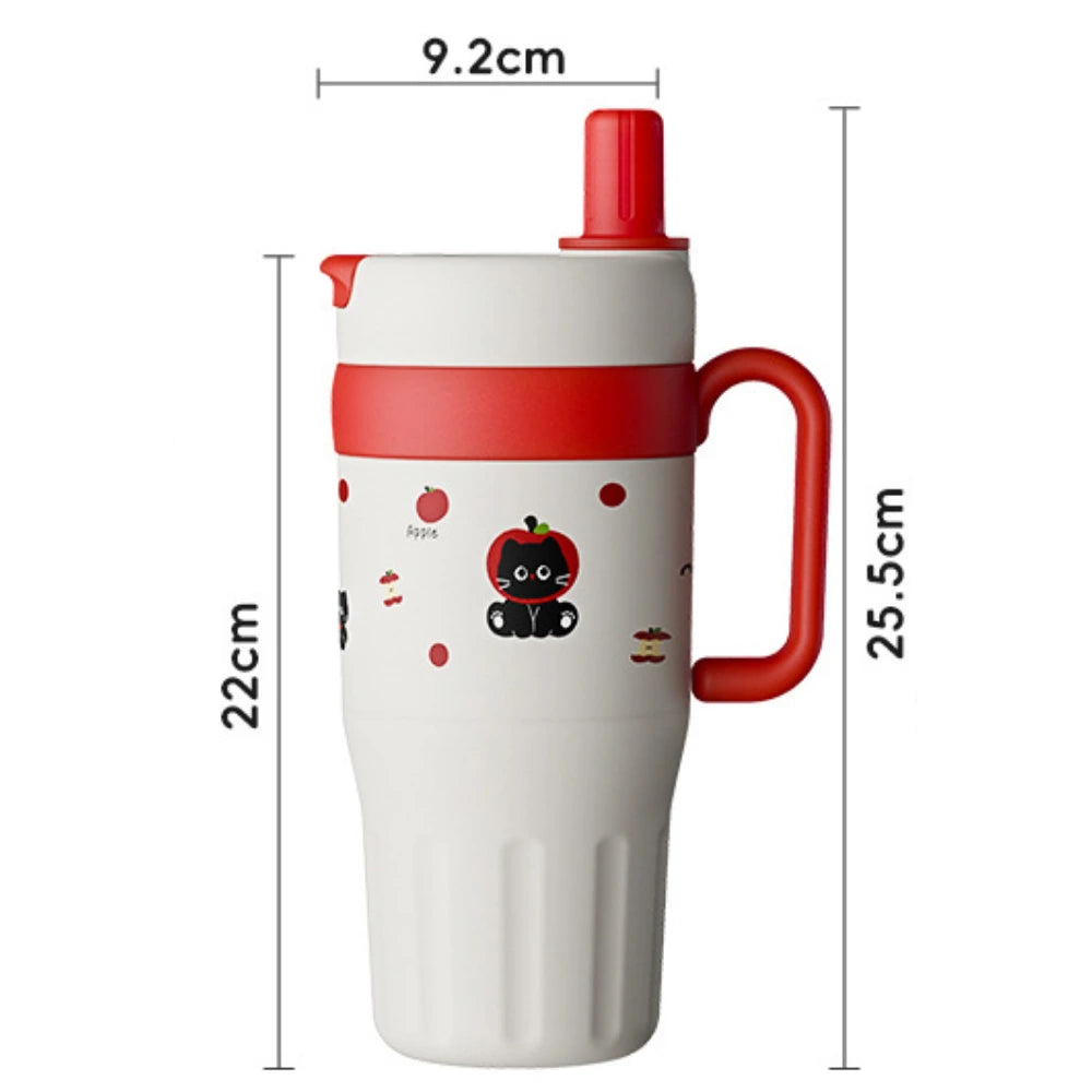 Pink Cheery Cat Stainless Steel Character Tumbler