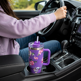 Purple Floral  Stainless Steel Tumbler