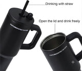 Black stainless steel water tumbler bottle with handle and straw-2