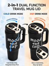 Black stainless steel water tumbler bottle with Mood the Cup design-4