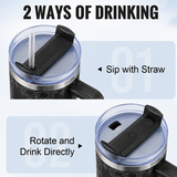 Black stainless steel water tumbler bottle with pattern design-2