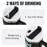 Black stainless steel water tumbler bottle with striped butterfly design-2