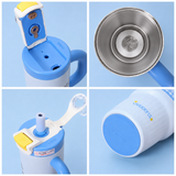 Blue stainless steel water tumbler bottle with puppy design-2