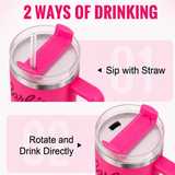 Hot pink stainless steel water tumbler bottle with Barbie design-2