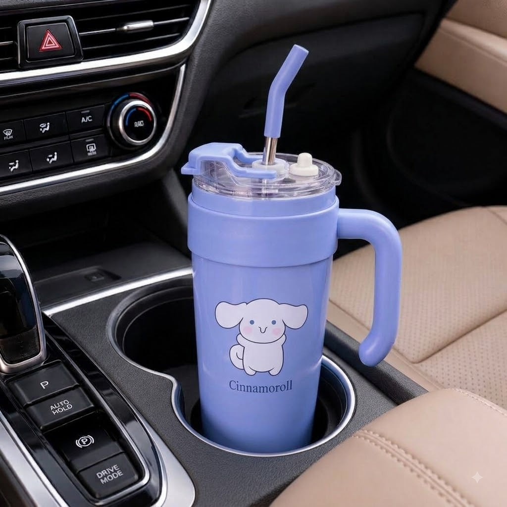 Lavender stainless steel water tumbler bottle with Cinnamoroll design-4