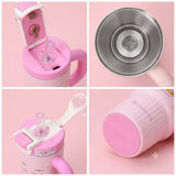 Pink stainless steel water tumbler bottle with Cutie design-2