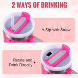 Pink stainless steel water tumbler bottle with hearts and smiley design-2
