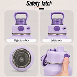 Purple insulated stainless steel water bottle with matching carry handle-2
