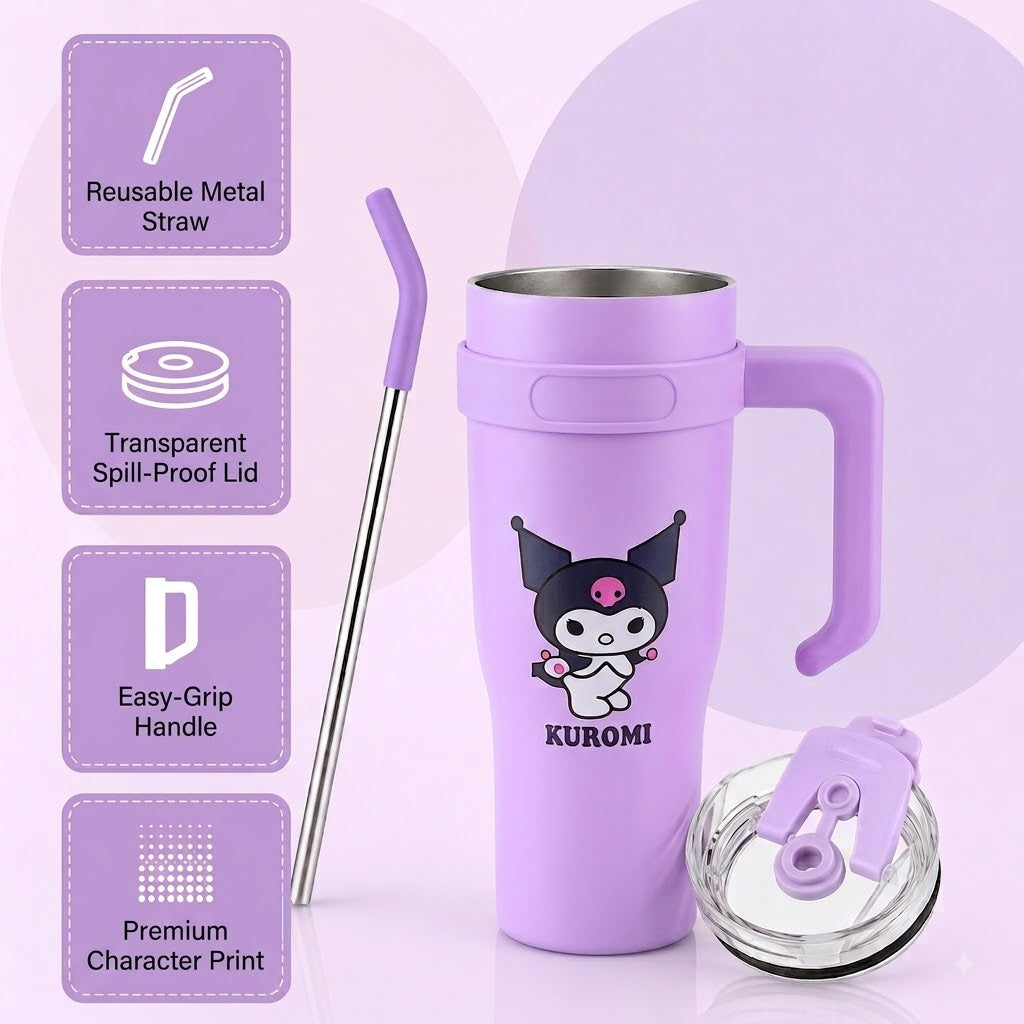 Purple stainless steel water tumbler bottle with Kuromi design-1