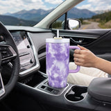 Purple stainless steel water tumbler bottle with tie-dye design-2