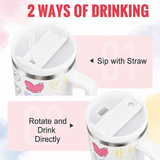 White stainless steel water tumbler bottle with colourful heart designs-2