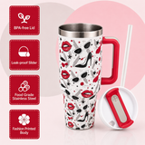 White stainless steel water tumbler bottle with fashion print design-1