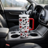 White stainless steel water tumbler bottle with fashion print design-3