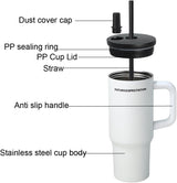 White stainless steel water tumbler bottle with handle and straw-1