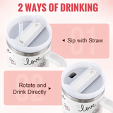 White stainless steel water tumbler bottle with love hearts-3