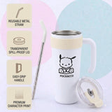 White stainless steel water tumbler bottle with Pochacco design-1