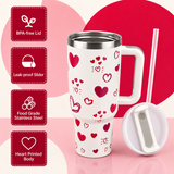 White stainless steel water tumbler bottle with red heart design-1